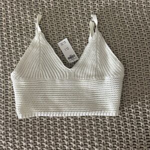 Hollister White Knit Crop Top